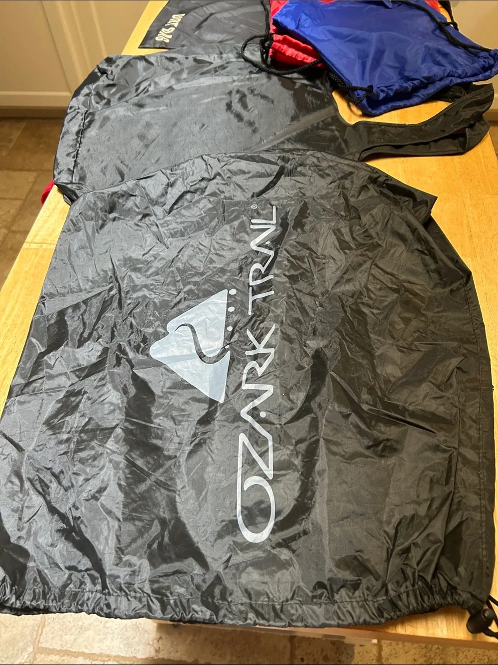 Ozark Trail Black, Blue and Red Drawstring Backpacks - 3 Pack